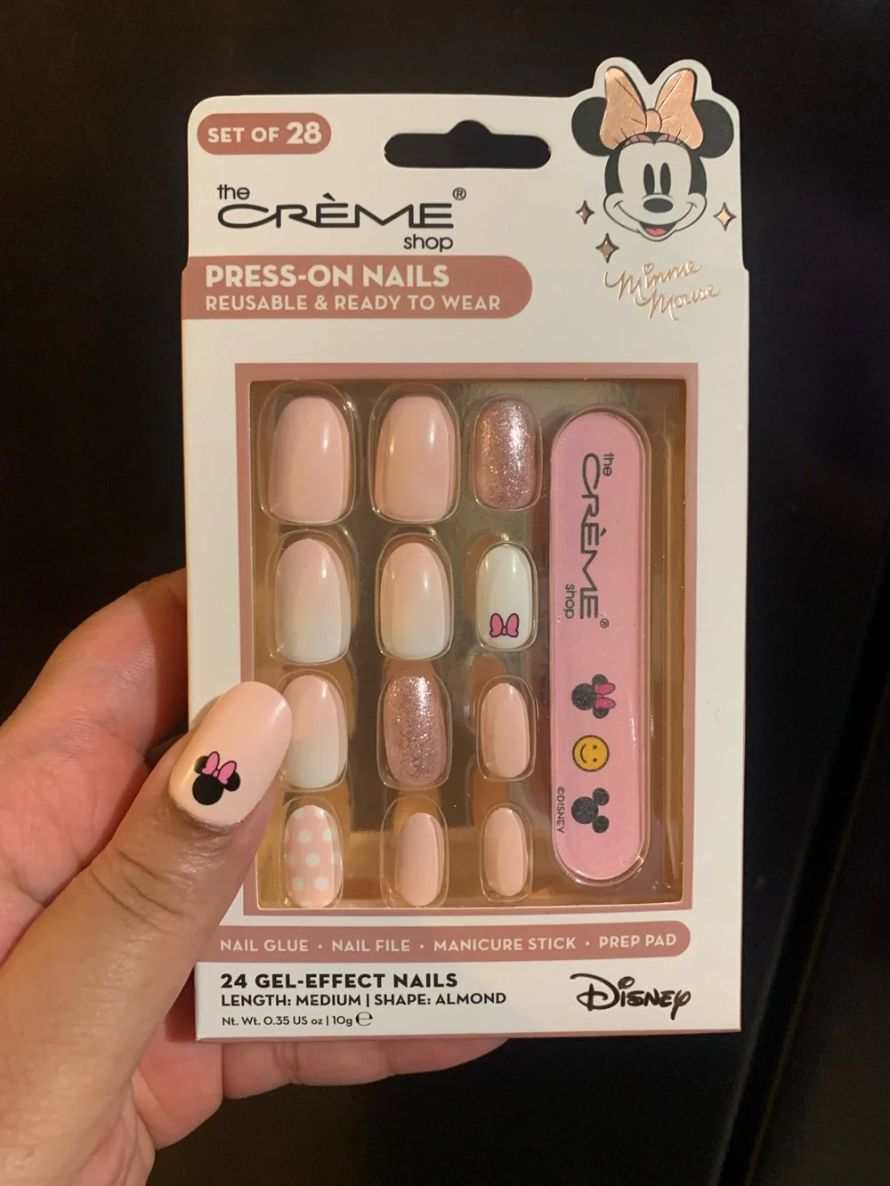 The Crème Shop Disney Minnie Mouse Almond Press-On Nails in Pink